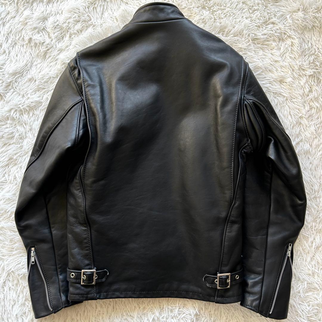 【極美品】ショット　シングルライダースジャケット　ボアライナー付き　黒　34