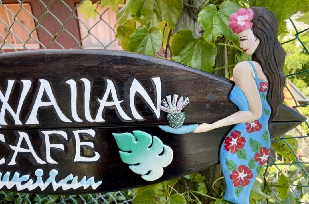 ◆Hawaiiフラガール・木製看板■TIKI、メネフネ・バー・ハワイアン