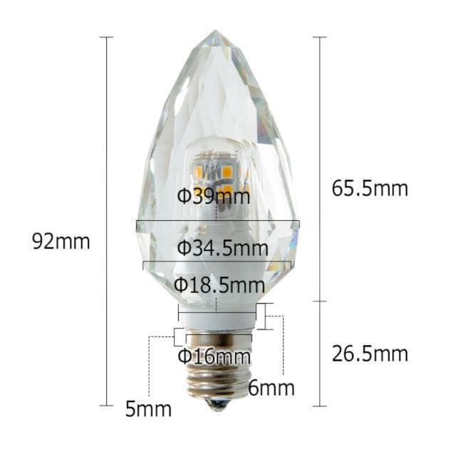 10個LEDクリスタル シャンデリア E12 40W 相当 電球色LCK9012