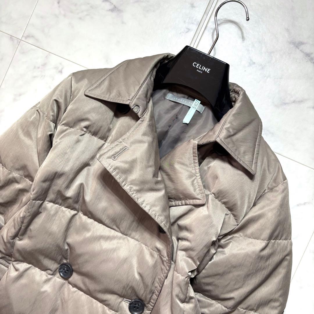 【23AW】セオリーリュクス ダブルブレスト ロングダウンコート グレージュ M