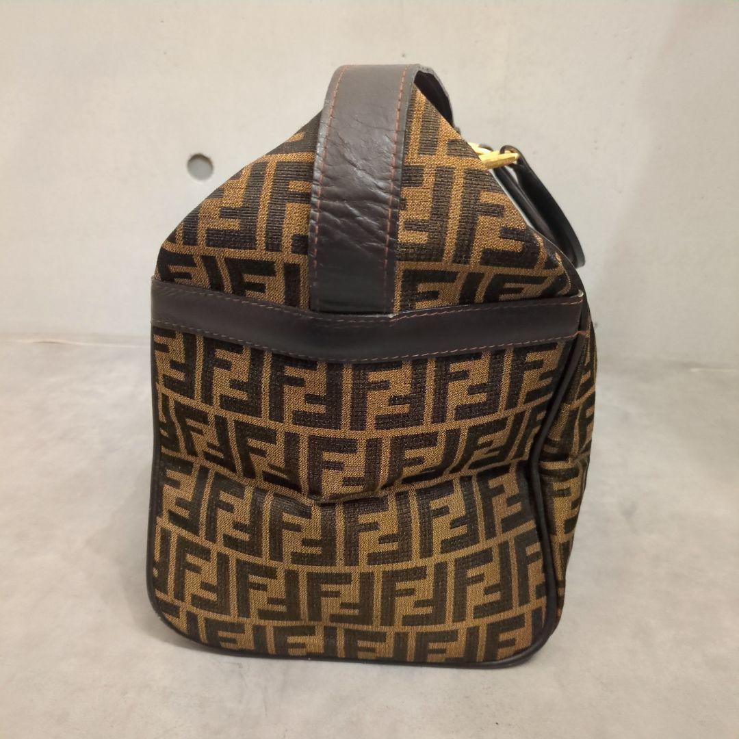 FENDI フェンディ ボストンバッグ ズッカ柄 大容量 キャンバス レザー