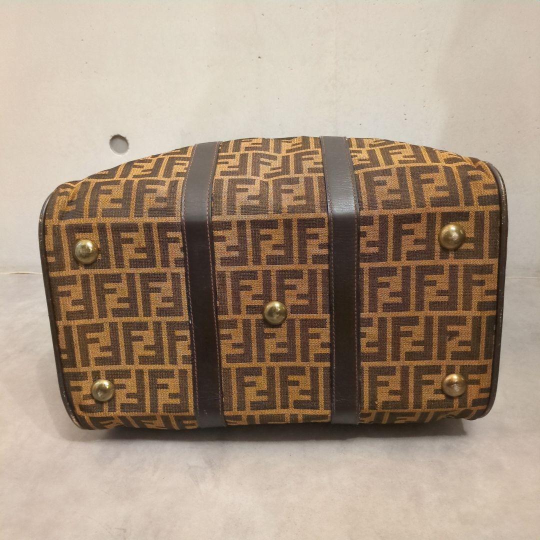 FENDI フェンディ ボストンバッグ ズッカ柄 大容量 キャンバス レザー