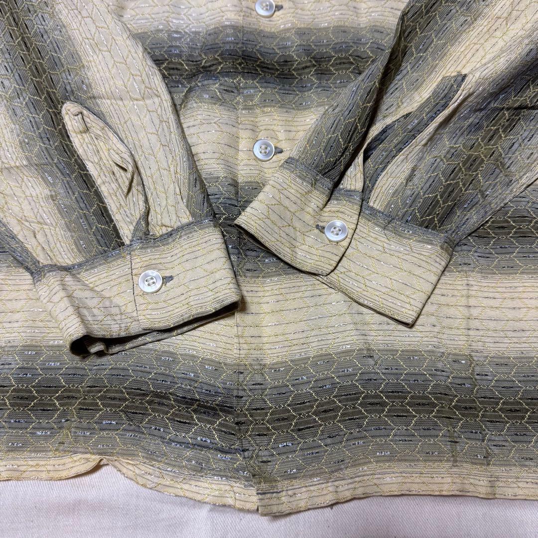 50's samsons ヴィンテージ　シャツ　金刺繍　黒金白　短丈　激レア