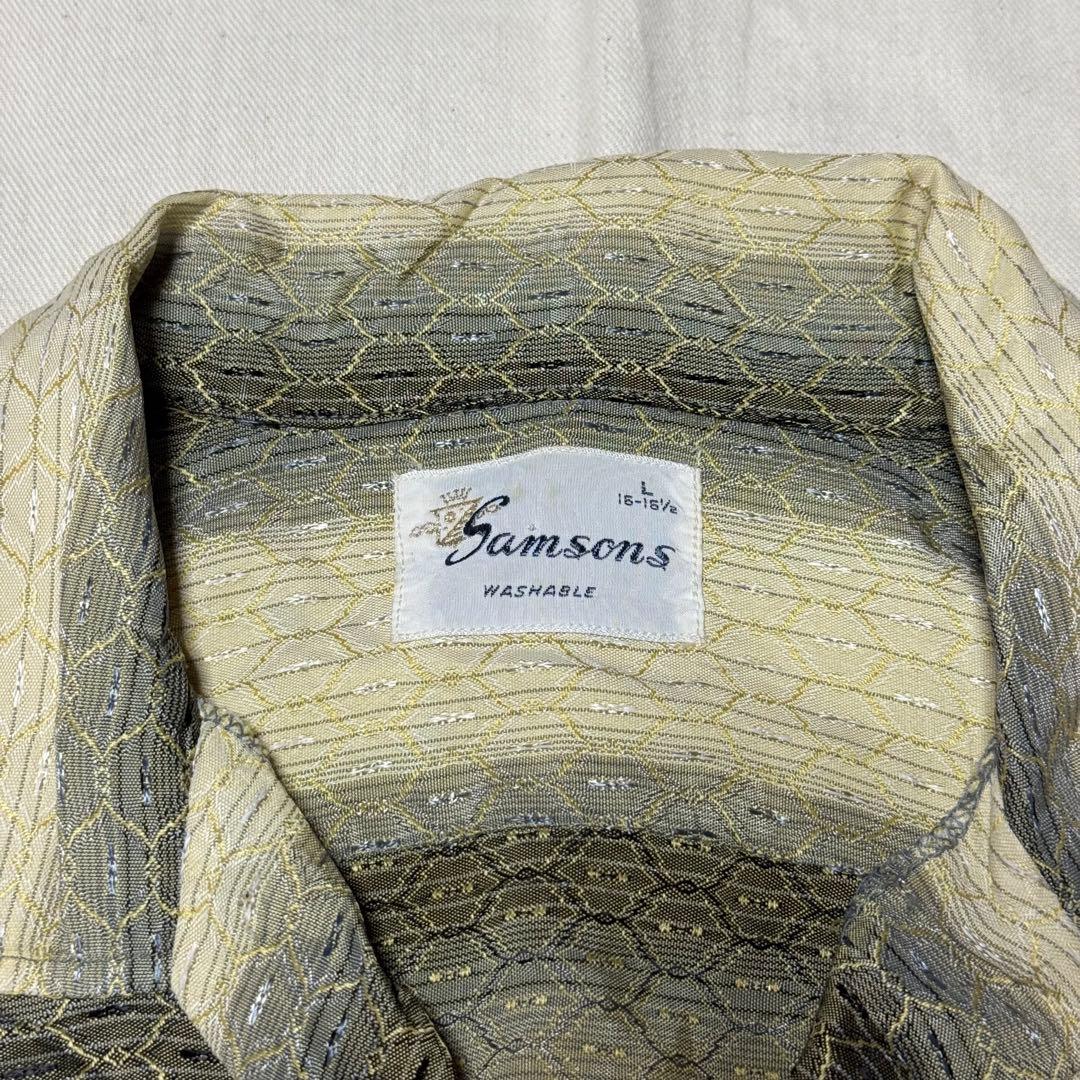 50's samsons ヴィンテージ　シャツ　金刺繍　黒金白　短丈　激レア