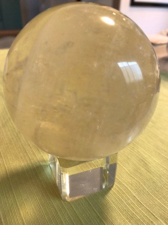 台座付！ シトリン 虹入り スフィア 黄水晶 レインボー 丸玉 高波動