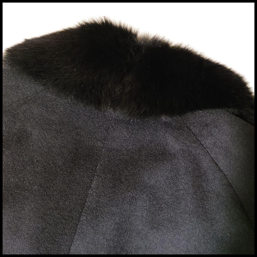 極美品 【大きいサイズ】 カシミヤ100％ チェスターコート 黒 ファー付 XL