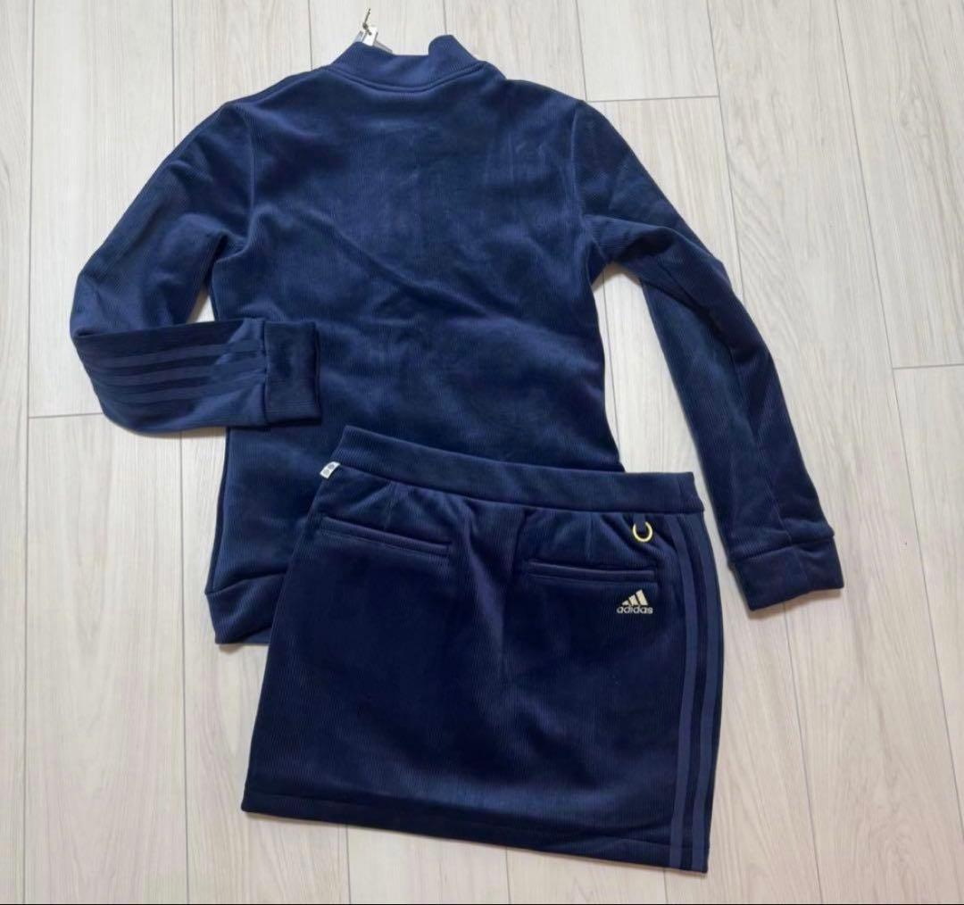 新品 ゴルフ セットアップ ベロア スカート ジャケット ネイビー 秋冬 可愛い