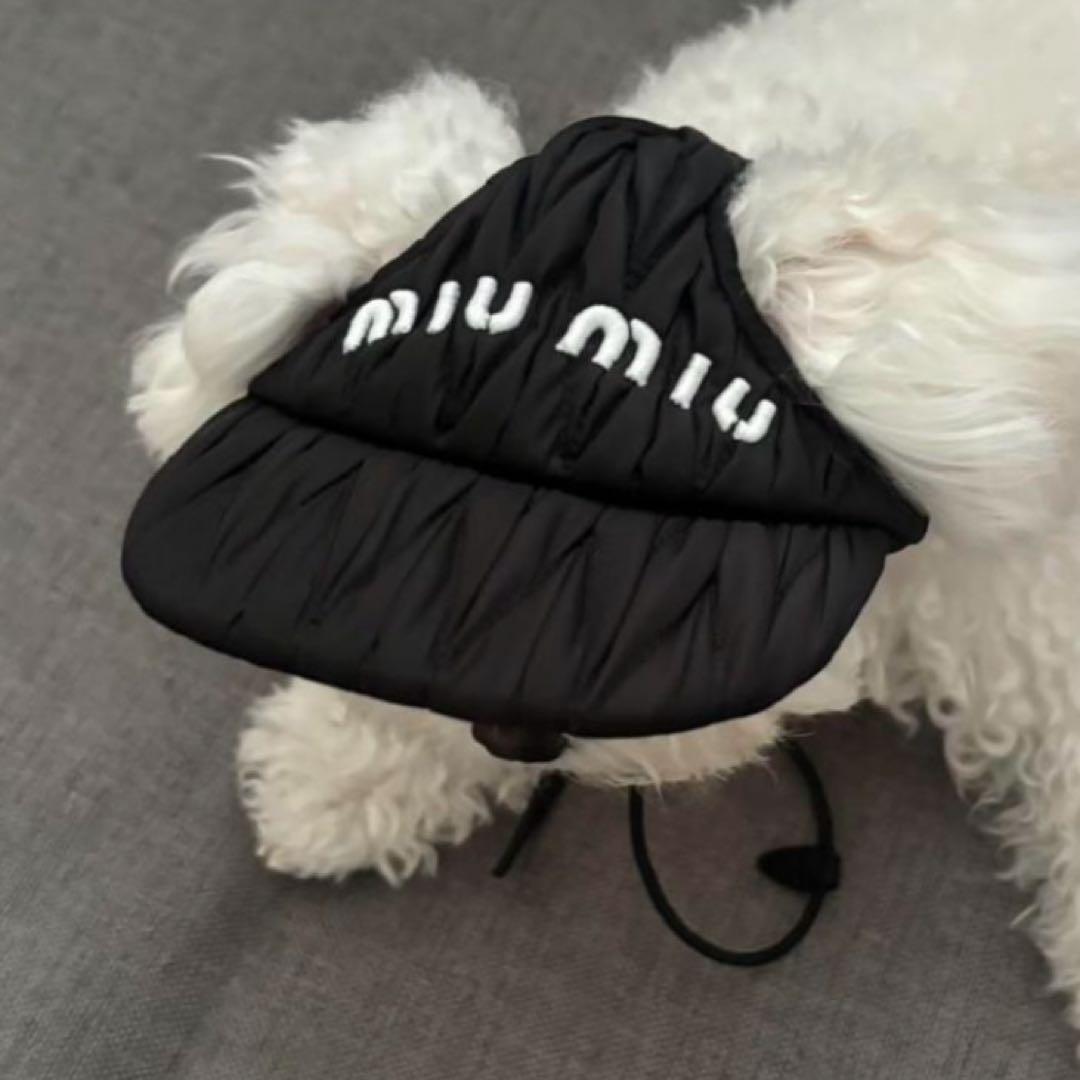 【miumiu】犬用サンバイザー　犬用帽子　キャップ ハット サンバイザー 黒