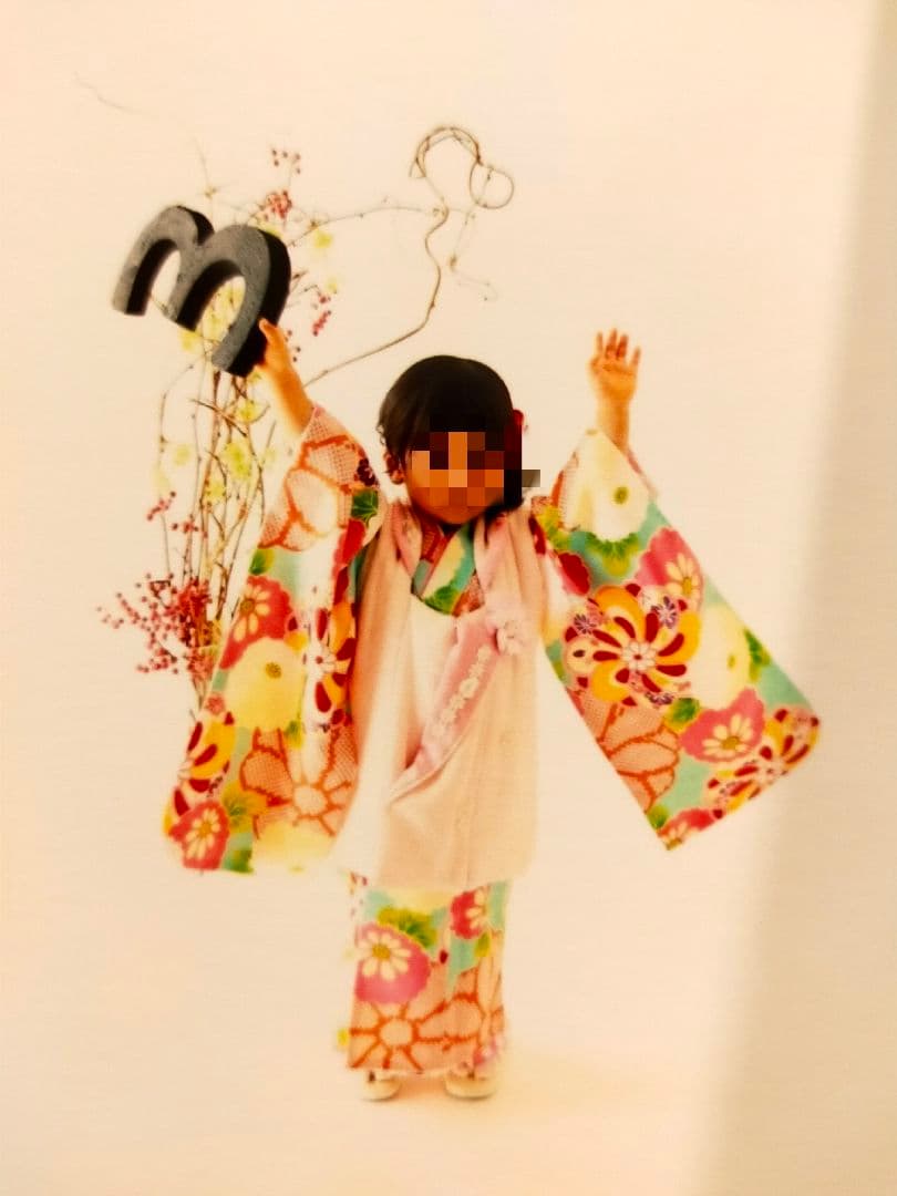 小町kids 3歳七五三被布セットusedレトロ柄小町キッズ