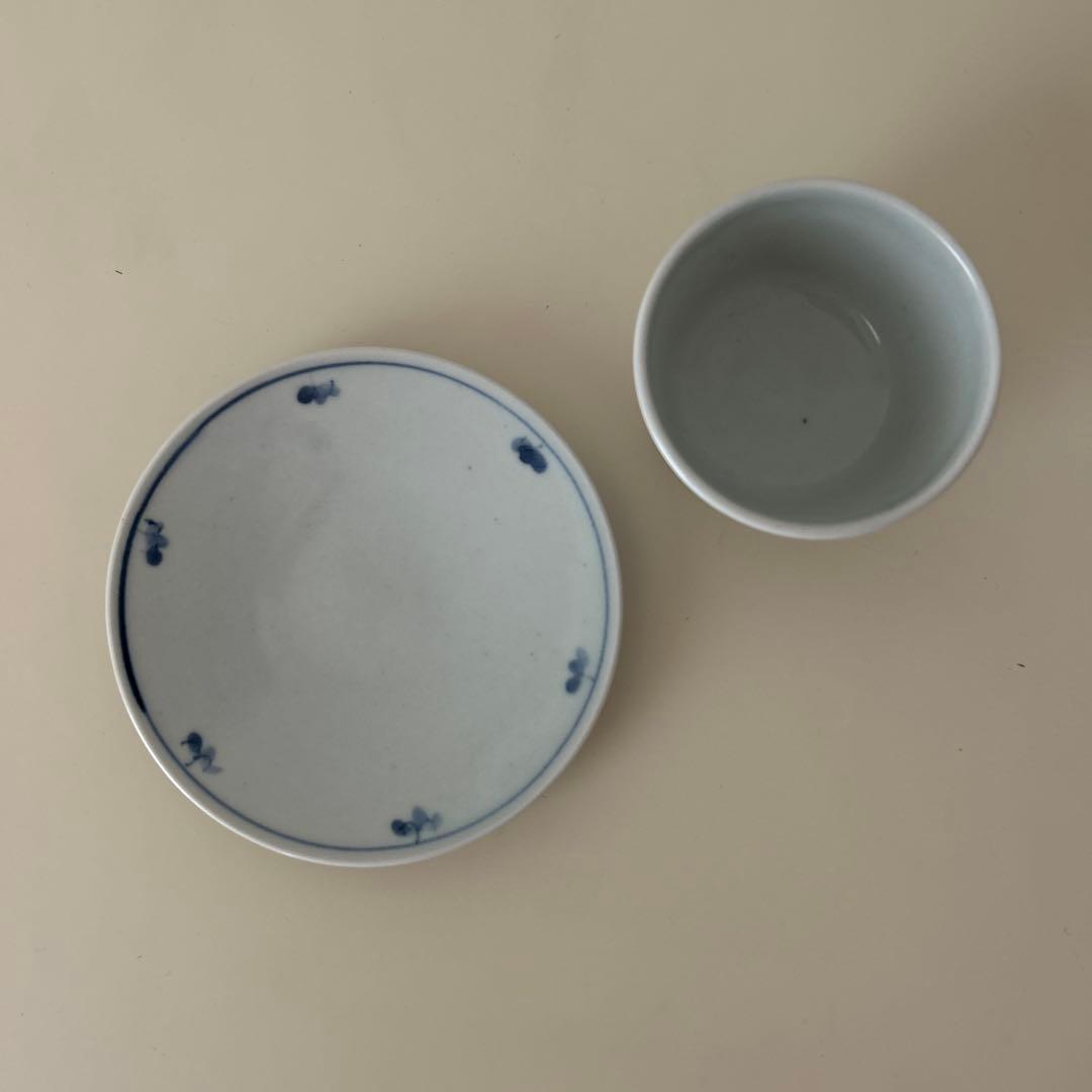 藤塚光男　蕎麦猪口　皿　セット　染付
