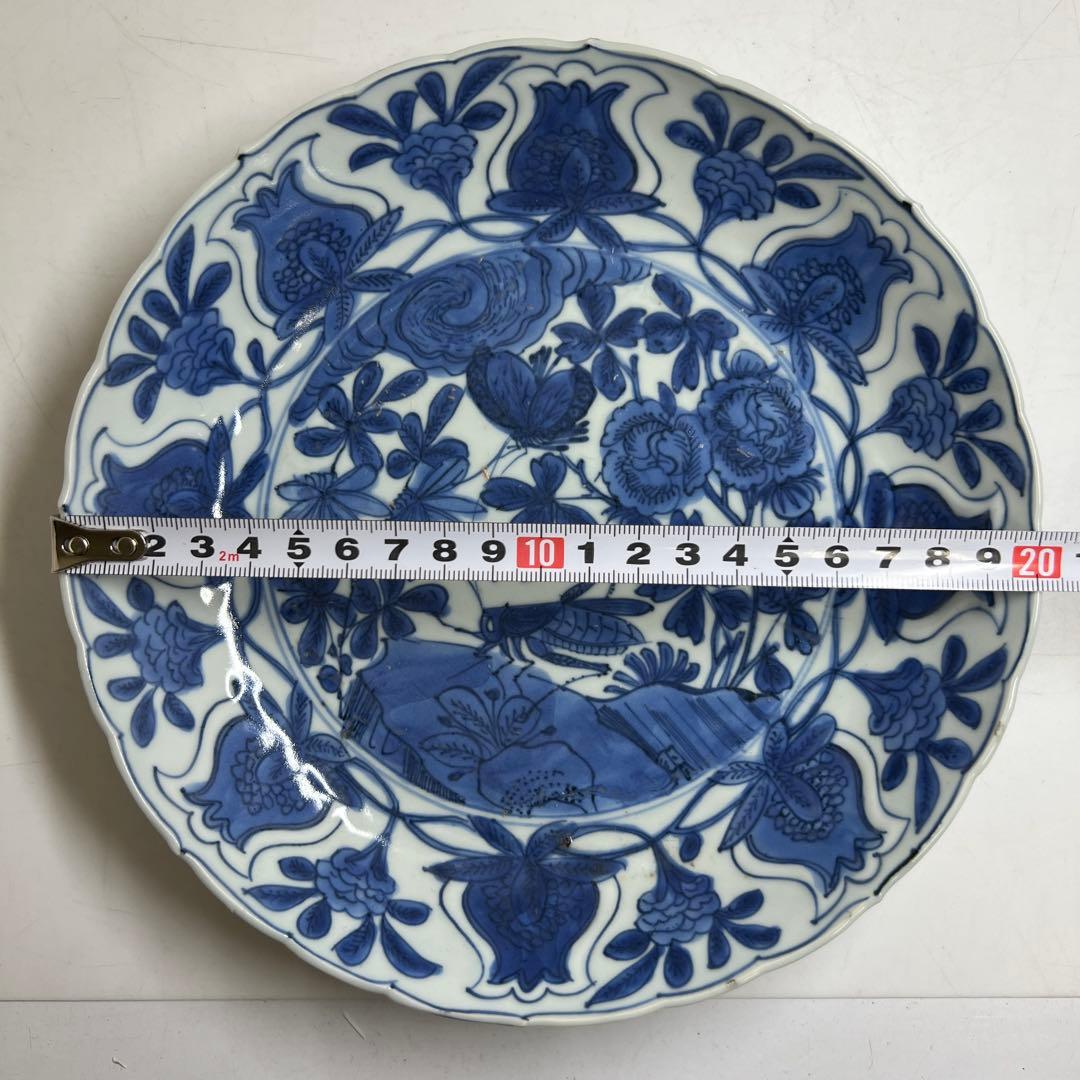 専用　中国明時代 上手古染付 芙蓉手 中皿 木箱付 東キ8-0212⑧ トコカト