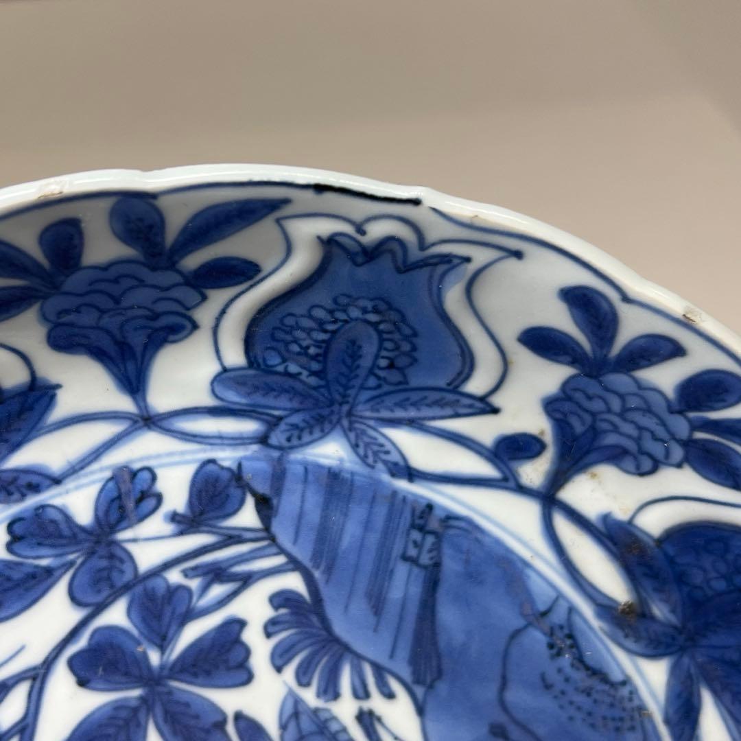 専用　中国明時代 上手古染付 芙蓉手 中皿 木箱付 東キ8-0212⑧ トコカト