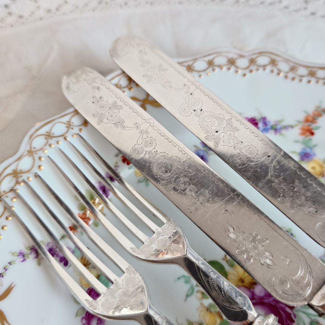 白蝶貝カトラリーセット　マザーオブパール　アンティーク　ナイフ　フォーク