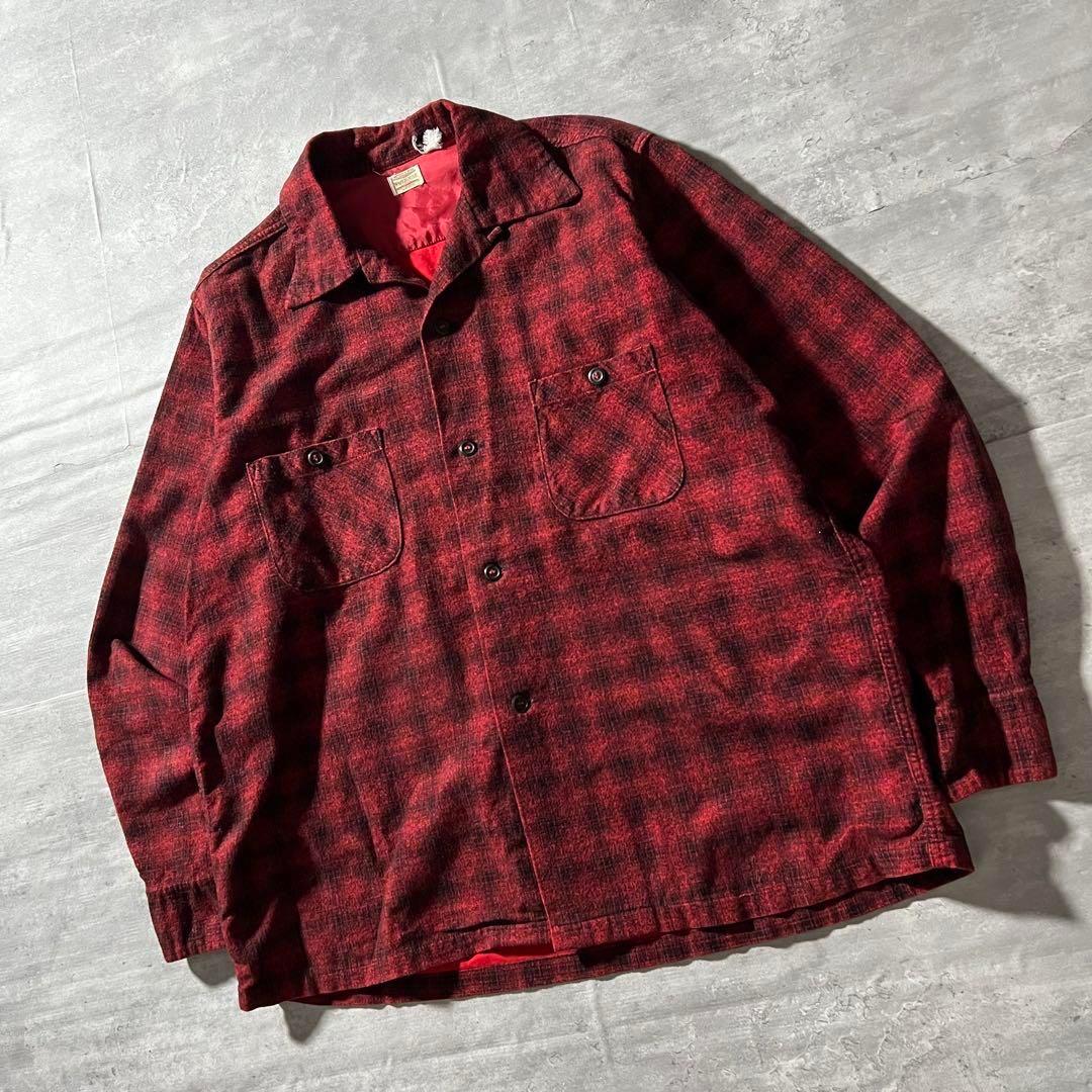 【バッファロー、オンブレライク】Warehousd起毛ネルシャツ古着アメカジ赤.
