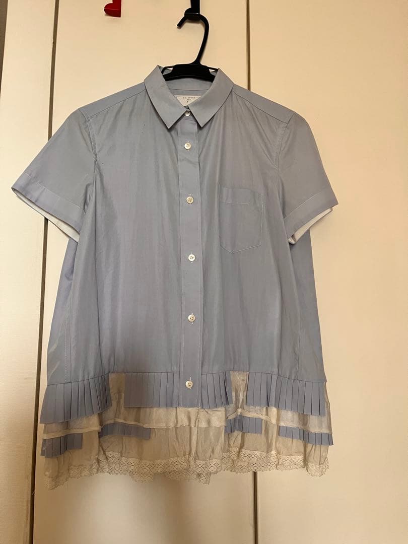 sacai 半袖シャツ プリーツ デザイン サイズ2