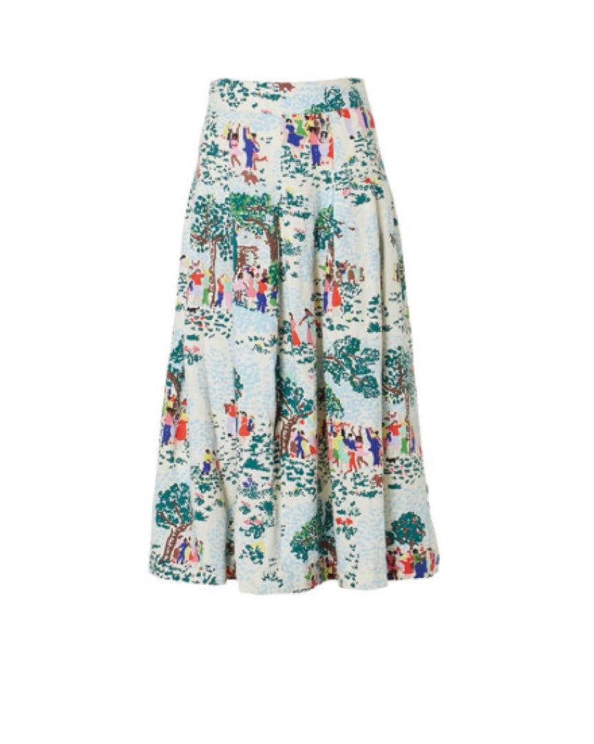 【美品】サードマガジン取扱　miiスカート　ホワイト×マルチ