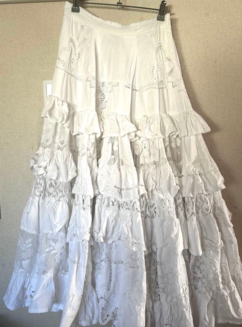 kiki2 古着 ビンテージ リメイク ハンドメイド スカート レース 白