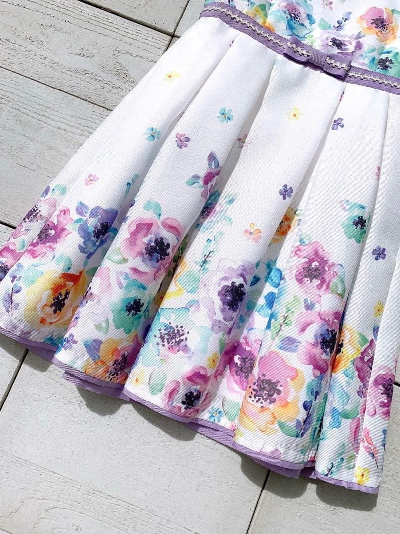 ANNA SUI mini ワンピース　水彩花柄　130㎝　美品