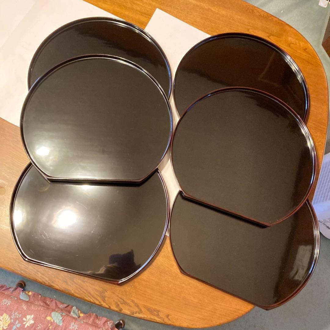 御膳　6枚　漆器　会津塗り