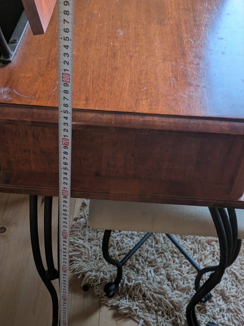 【引取り限定】木製アイアン脚ドレッサー・鏡台と椅子