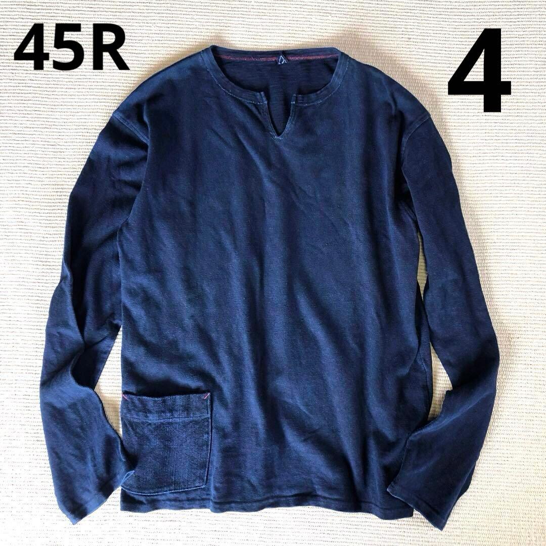 45R 45rpm 藍染め 長袖 カットソー Tシャツ インディゴ染め 日本製4