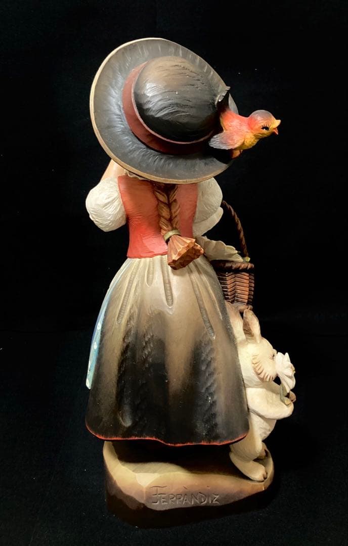 【希少 大サイズ】ANRI Golden Blossom 38cm 木彫り 美品