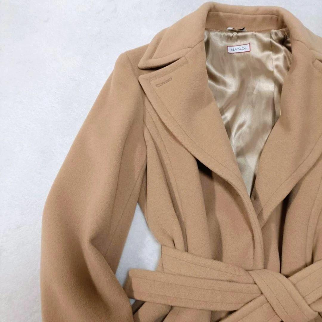 【美品】MaxMara MAX&Co. ベルテッドコート アンゴラ混 ベルト付き