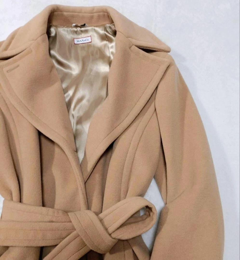 【美品】MaxMara MAX&Co. ベルテッドコート アンゴラ混 ベルト付き