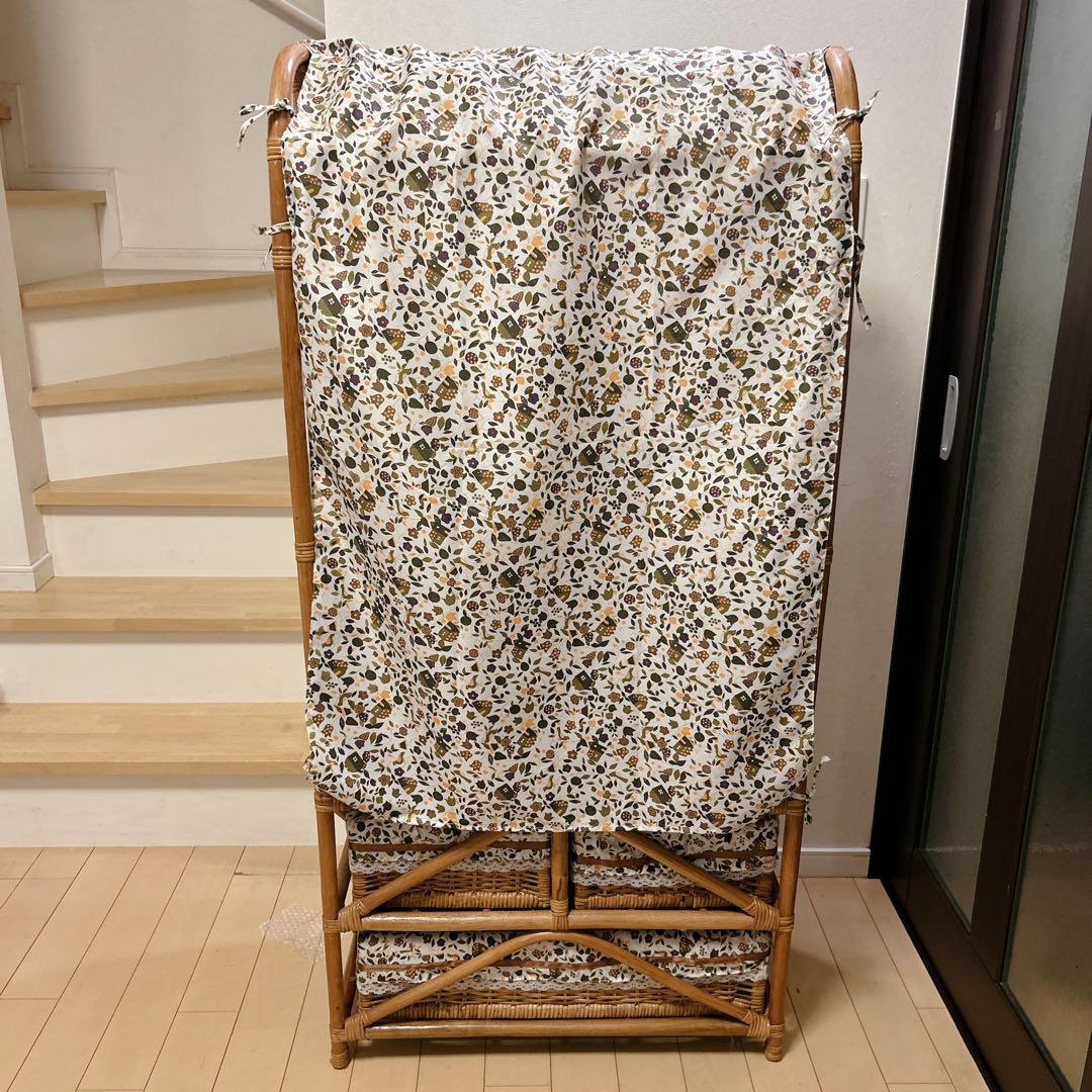 ラタン 籐家具 レトロ ハンガーラック 収納バスケット 鹿田産業