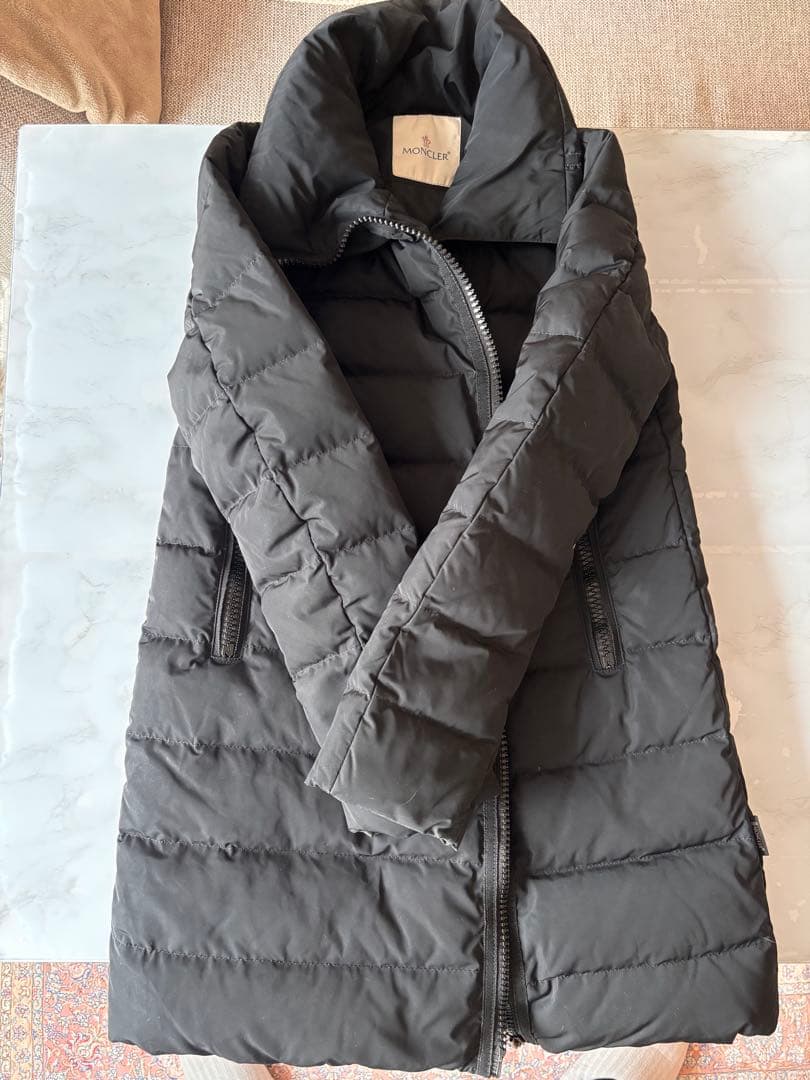 モンクレール ファスナー破損 黒ロングダウンコート MONCLER