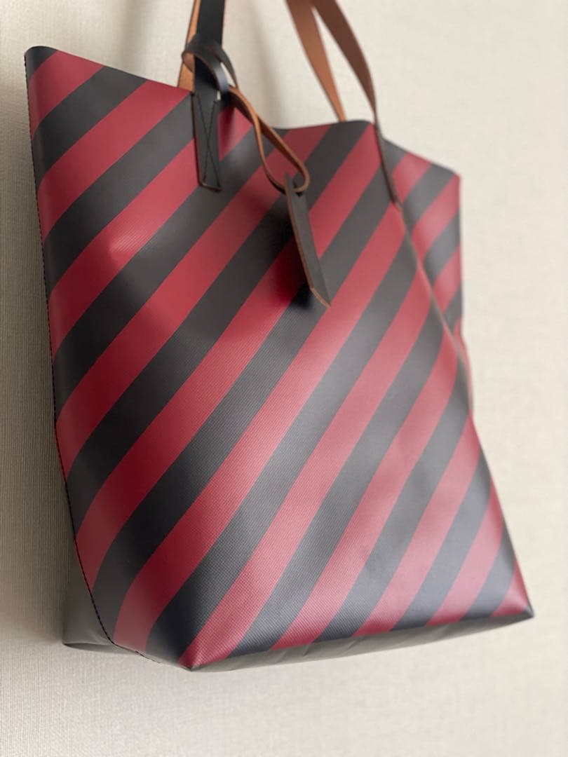 MARNI PVCトートバッグ　ストライプ　大容量