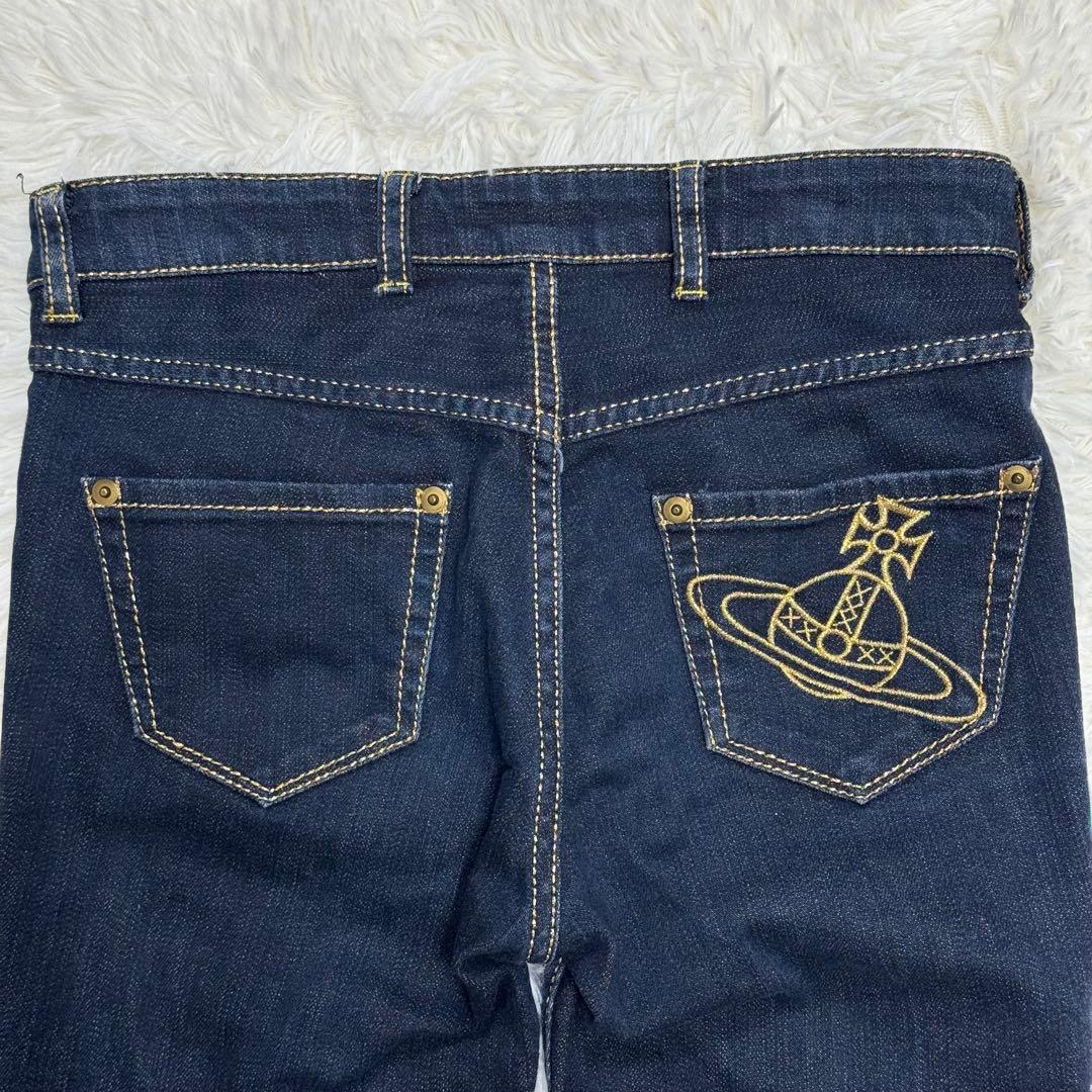 【希少/日本製】ヴィヴィアンウエストウッド 裾ジップ オーブ刺繍 デニム 2