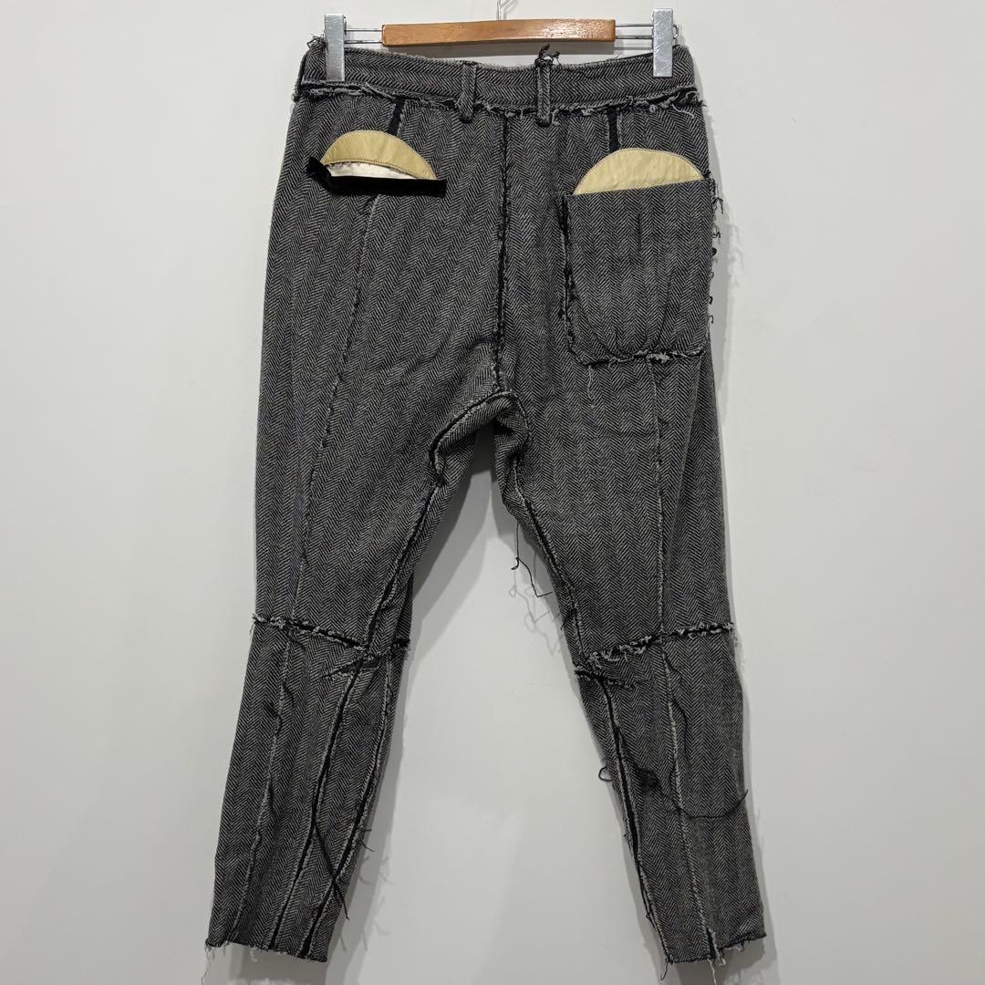 美品 ソロイスト 再構築 シルク カシミヤ ヘリンボーン イージー パンツ S