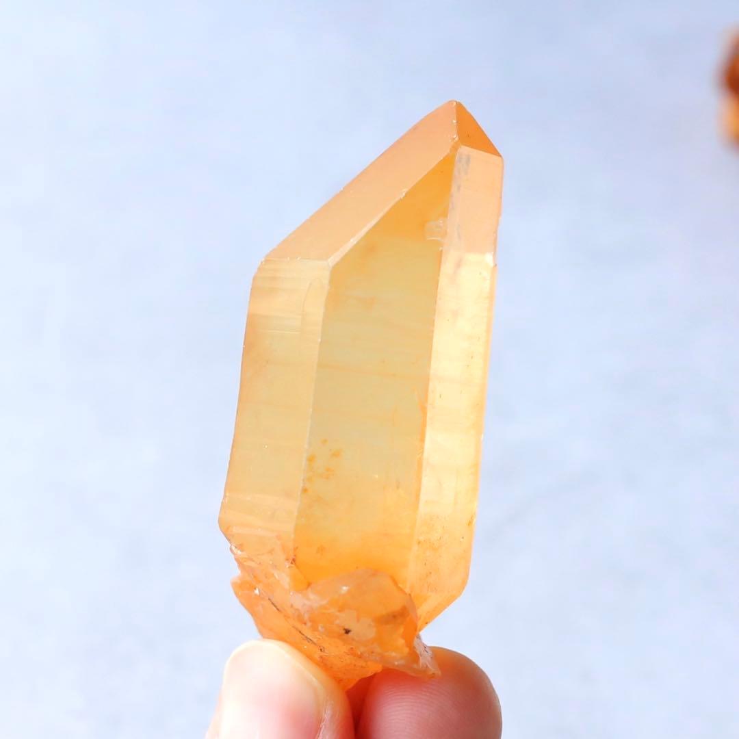 希少セルフヒールド タンジェリンクォーツ 蜜柑水晶 天然石 水晶 鉱物 一点物