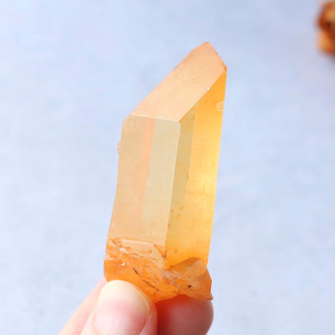 希少セルフヒールド タンジェリンクォーツ 蜜柑水晶 天然石 水晶 鉱物 一点物