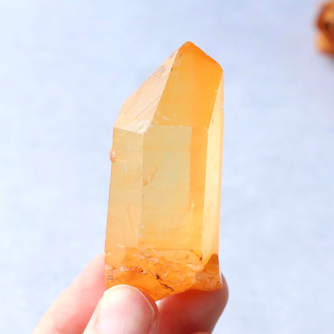 希少セルフヒールド タンジェリンクォーツ 蜜柑水晶 天然石 水晶 鉱物 一点物