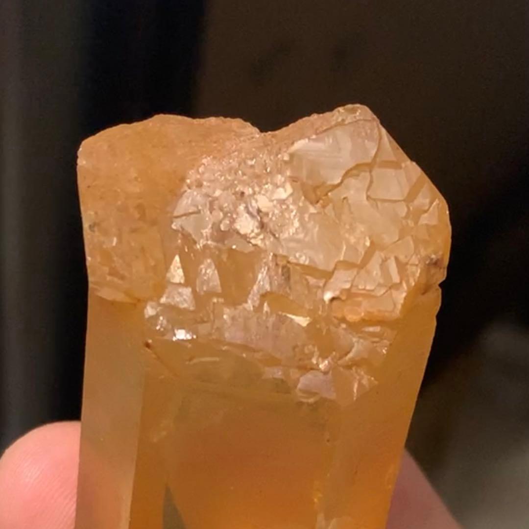 希少セルフヒールド タンジェリンクォーツ 蜜柑水晶 天然石 水晶 鉱物 一点物