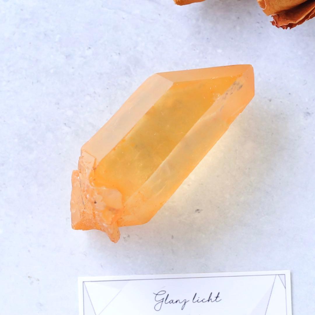 希少セルフヒールド タンジェリンクォーツ 蜜柑水晶 天然石 水晶 鉱物 一点物