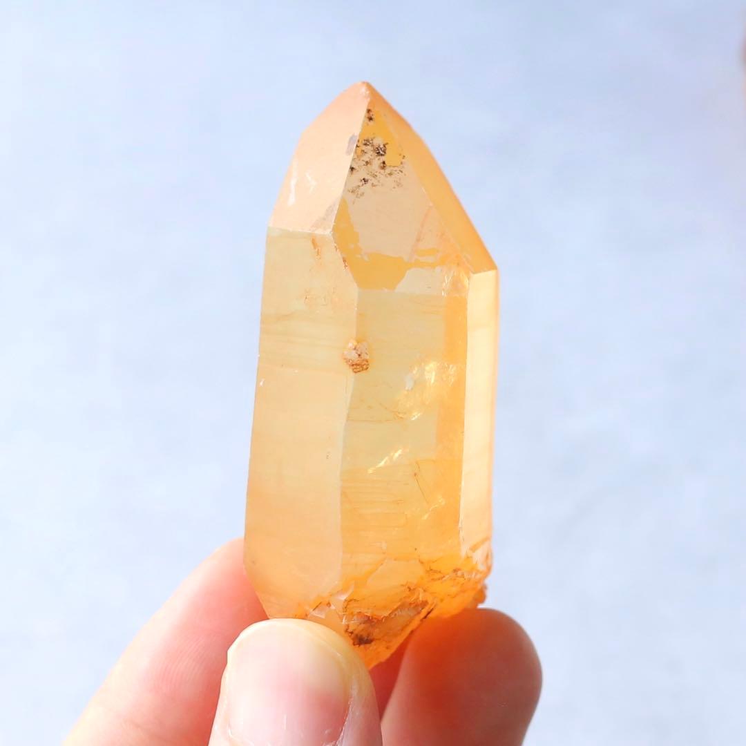 希少セルフヒールド タンジェリンクォーツ 蜜柑水晶 天然石 水晶 鉱物 一点物