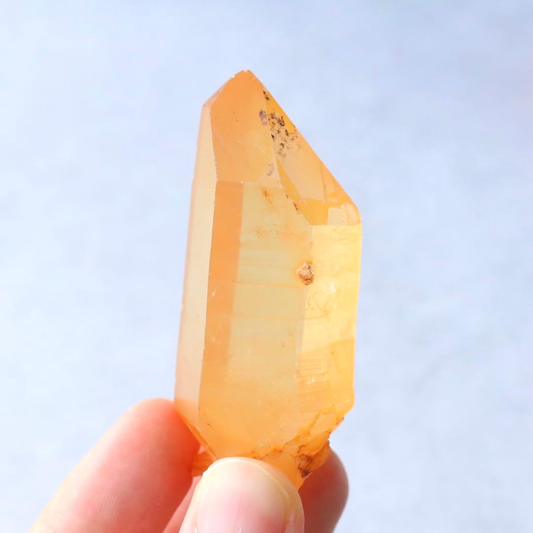希少セルフヒールド タンジェリンクォーツ 蜜柑水晶 天然石 水晶 鉱物 一点物