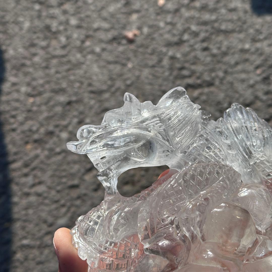 天然石水晶の龍　置物　ご購入前に在庫確認必要G.279