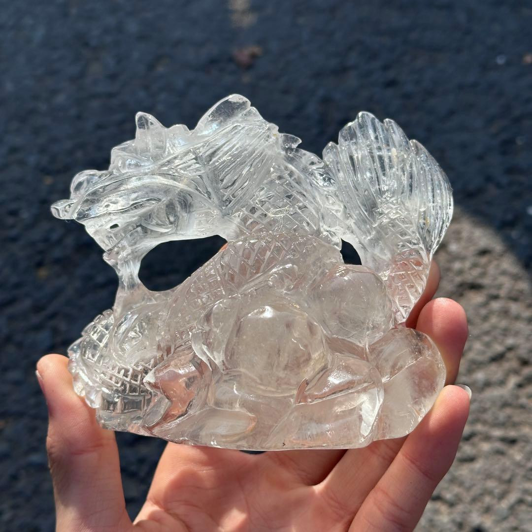 天然石水晶の龍　置物　ご購入前に在庫確認必要G.279