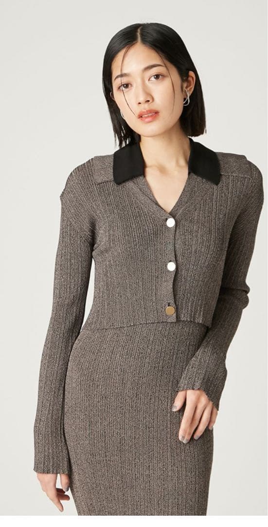 FRAY I.D ポロカラーアンサンブルリブニットワンピース