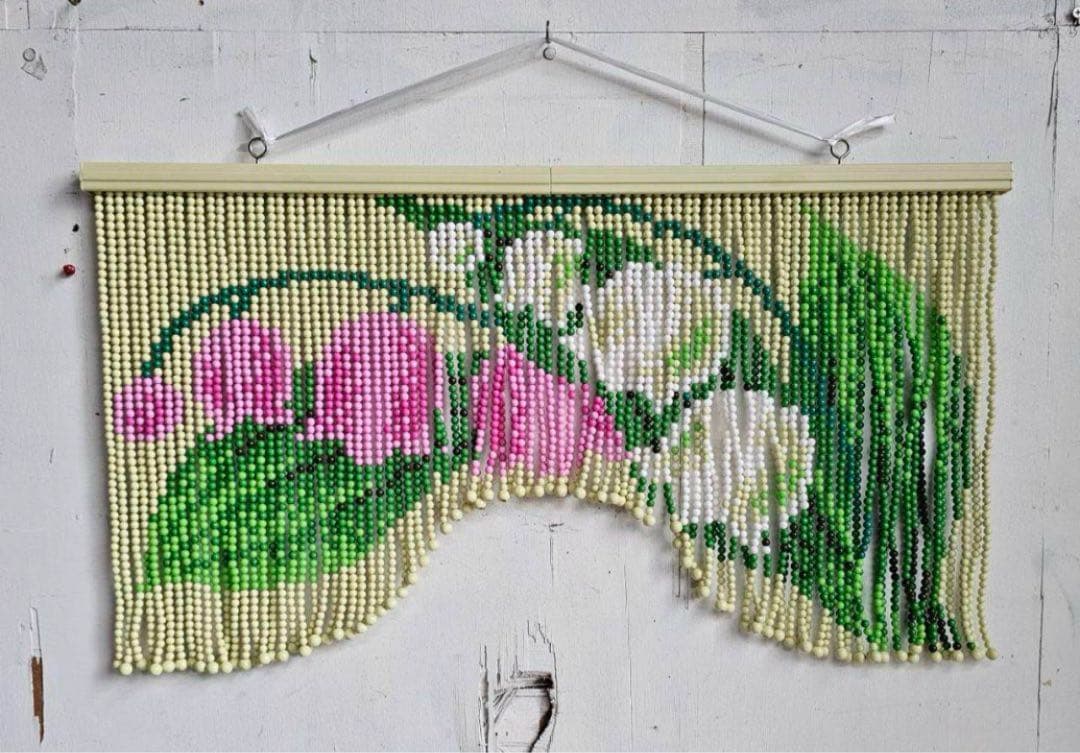 カーテン 昭和レトロ ビーズ 暖簾 スキルスクリーン すずらん