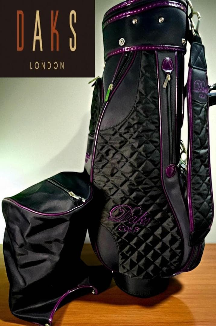 送料無料/超美品　超有名プランドDAKS ゴルフバッグ ブラック/パープル
