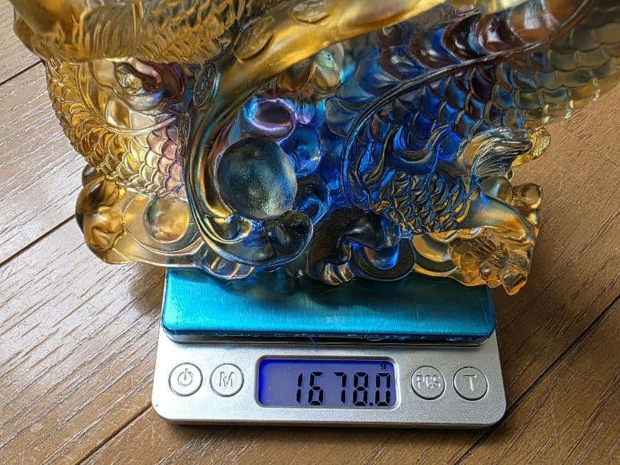 瑠璃ガラス製　龍　5本爪　置物 綺麗　開運　龍神