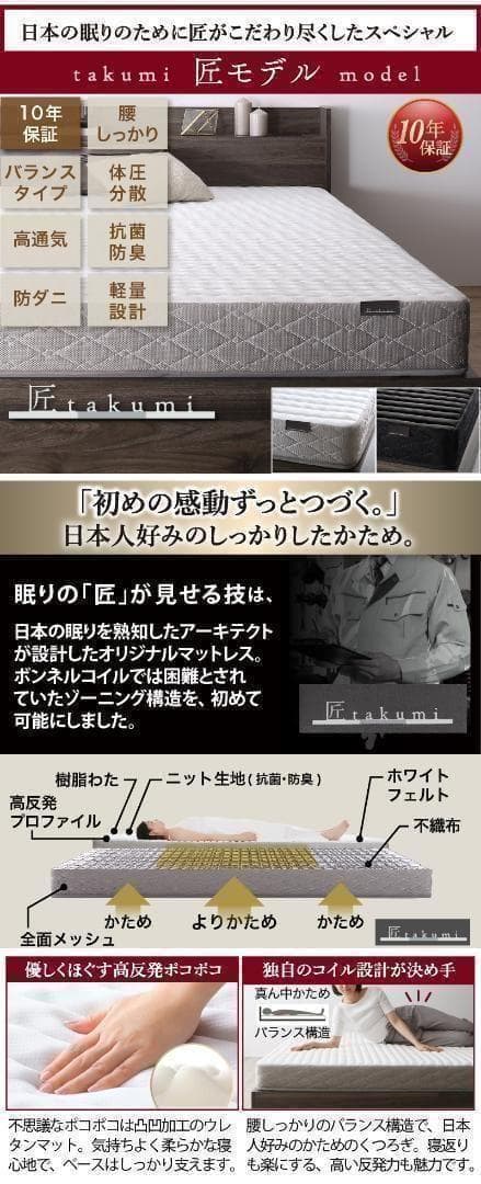 セール！新品 送料込 ダブルベッド マットレス付 棚 コンセント付 ホワイト