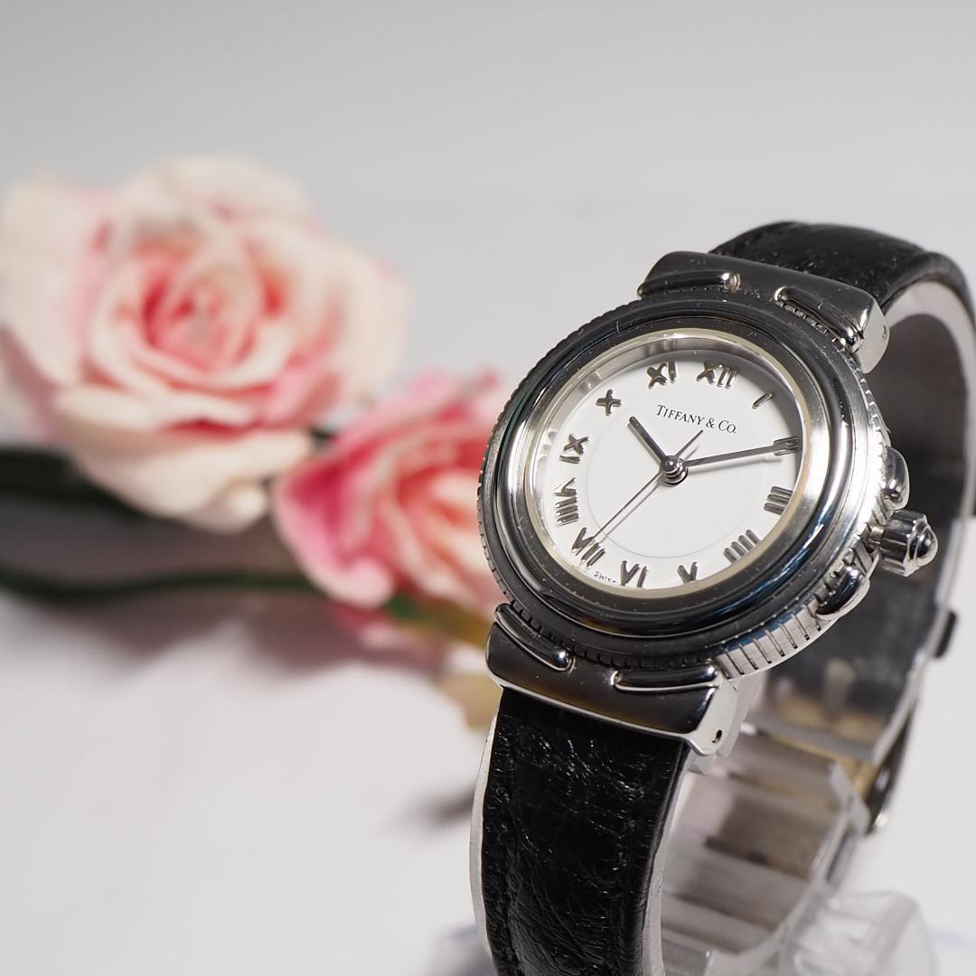 専用 ティファニー TIFFANY&CO インタリオ 革ベルト 腕時計 F406