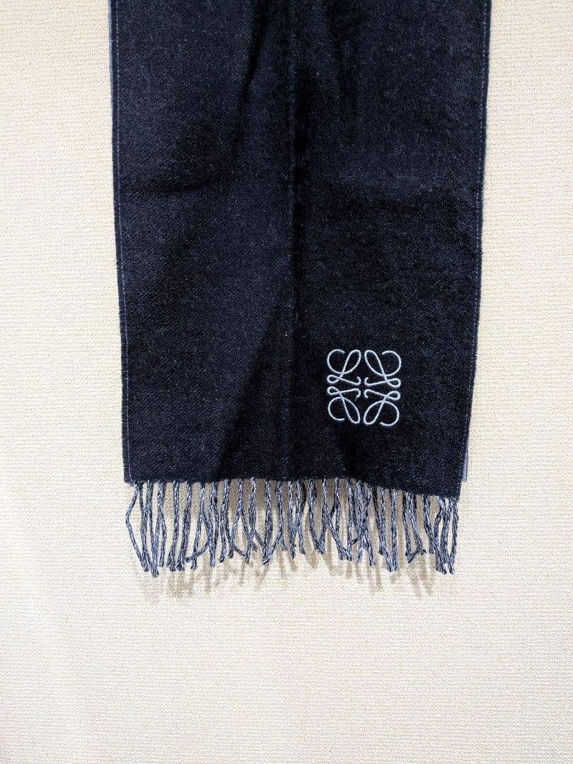 LOEWE ロエベ アナグラム 刺繍マフラー × ブローチ セット 箱・袋付き