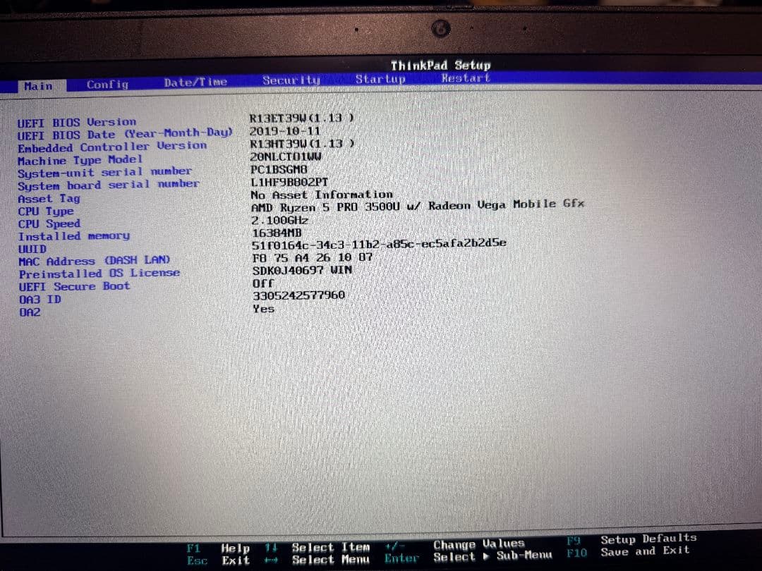Lenovo Thinkpad X395 ジャンク